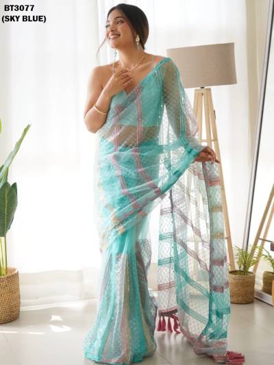 D.NO. BT3077 BY BT HEAVY BUTTERFLY NET SAREE MANUFACTURER IN INDIA